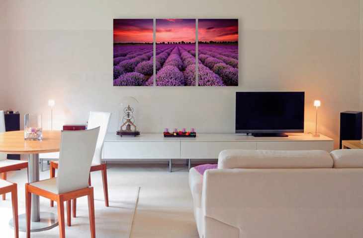 Модульные картины в зале над диваном фото 492